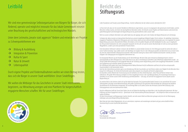 Jahresbericht Bürgerstiftung Sindelfingen 2025 – Doppelseite 1